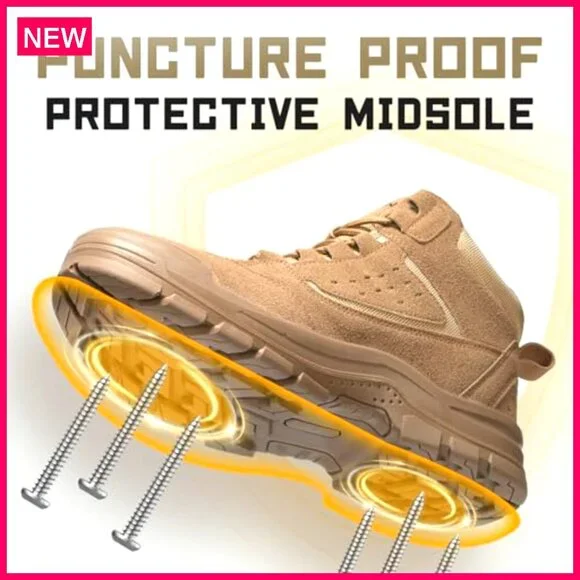 Steel Toe Work Boots Slip Resistant Puncture Proof Waterproof Safety Shoes